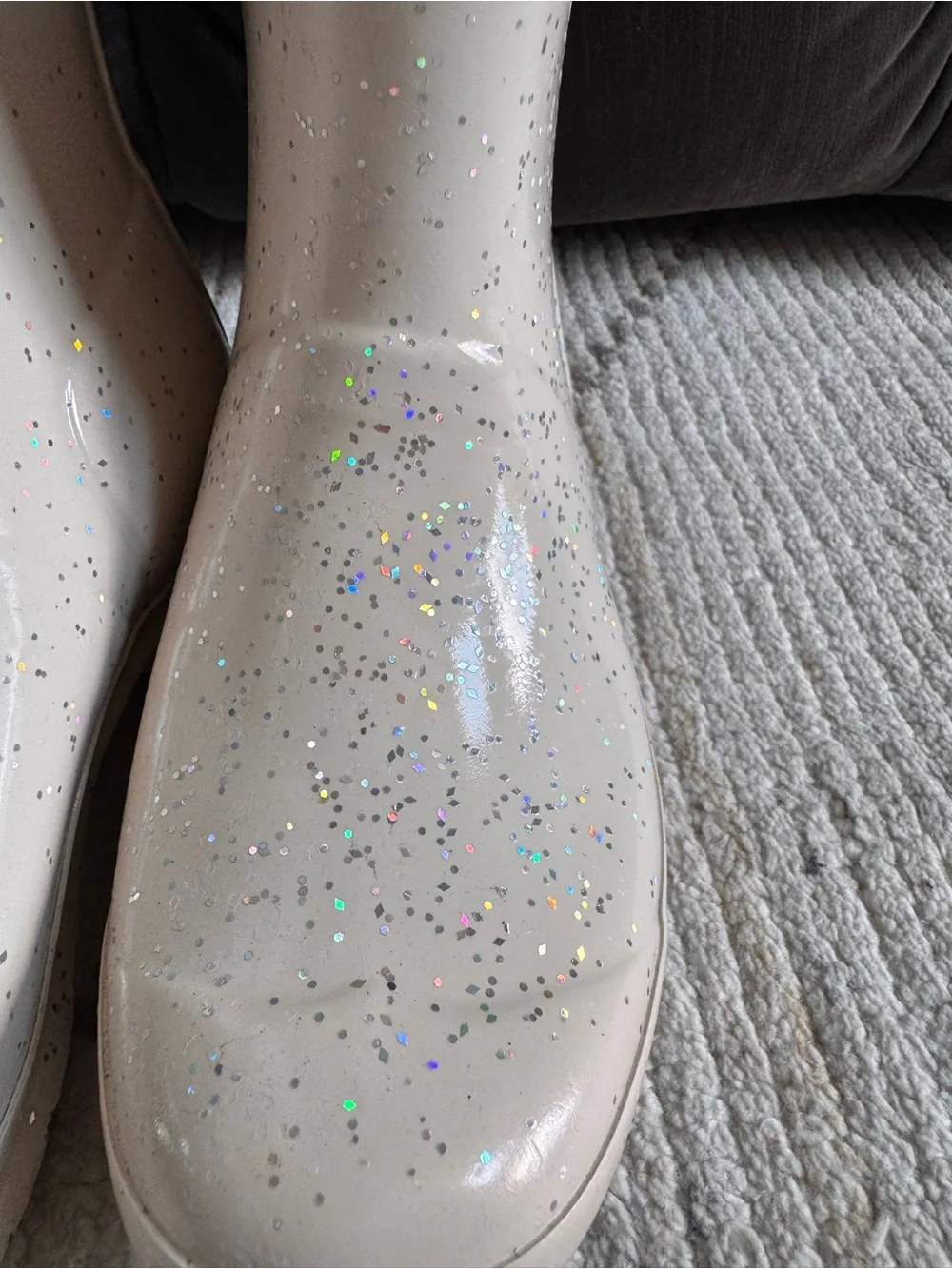 Hunter White Glitter Knee-High Rain Boots